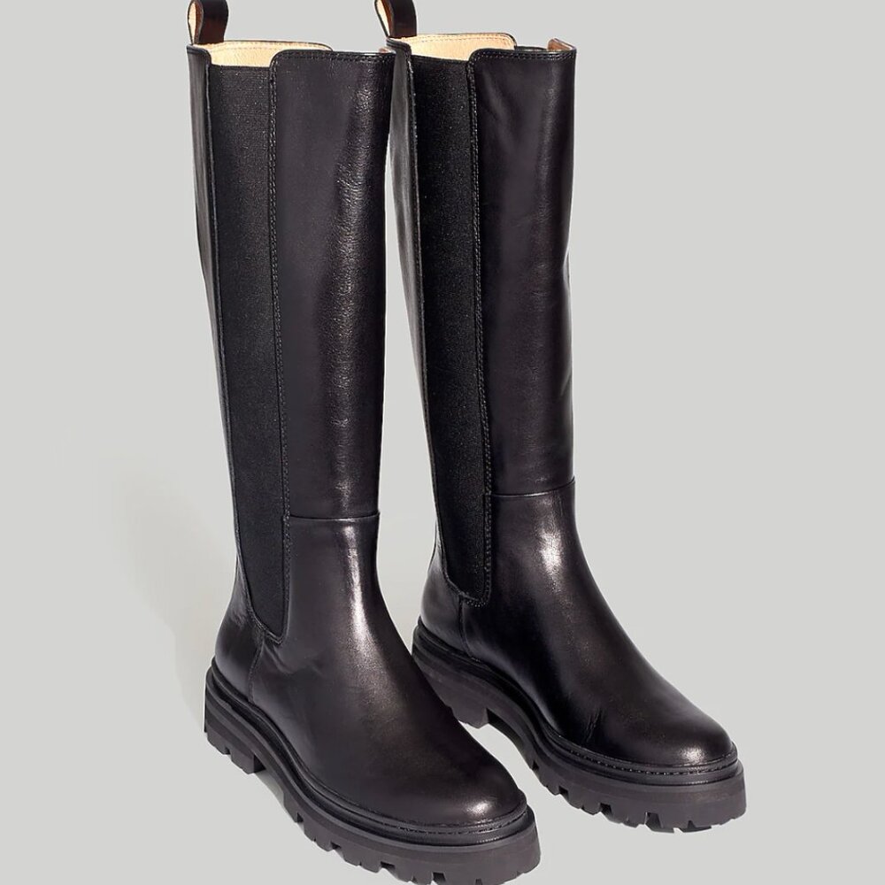 Madewell The Poppy Tall Lugsole Boot, Black, Size 8